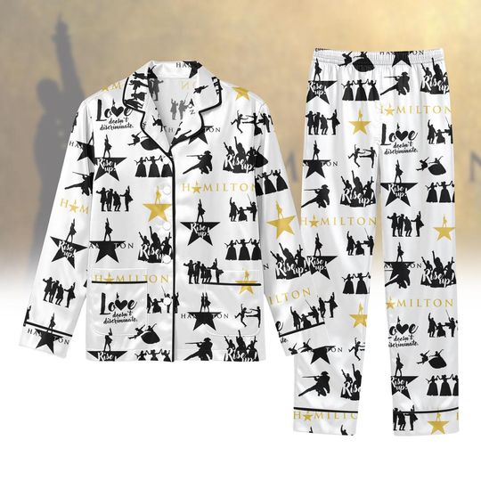 Discover Hamilton Musical Pajamas, Alexander Hamilton Short Pajamas Set, Broadway Merch, American Musical Sleepwear, Rise Up Satin Pajamas