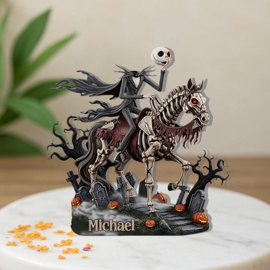 Discover Jackk Skellingtonn Headless Horseman Acrylic Plaque, Halloween Acrylic Decor