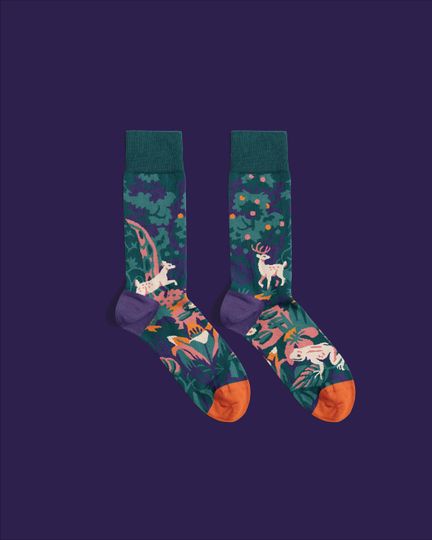 Discover Deers Socks  Magic Forest Cotton Socks | Forest Animal Gift for Nature & Woodland Lovers