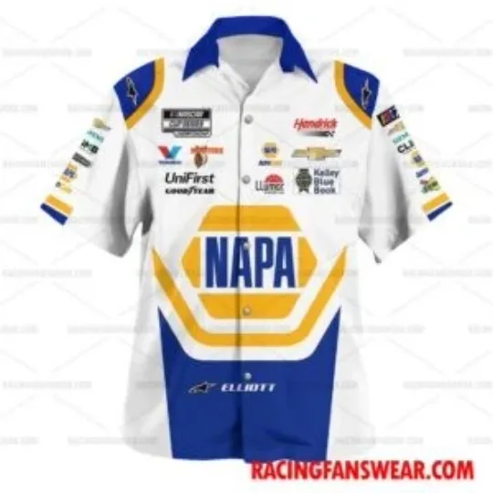 Discover Chase Elliott Car 2023 NAPA Auto Parts Racing Hawaiian Shirt