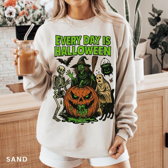 Discover Vintage Halloween Sweatshirt, Every Day is Halloween,  Halloween Horror Aesthetic