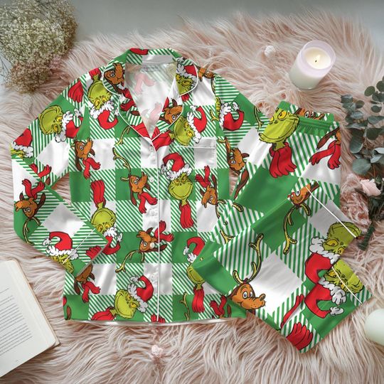 Discover funny character Christmas Coquette Pajama Set, Grin Christmas Sleepwear