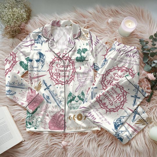 Discover Velaris ACOTAR Satin Pajamas Set, A Court of Thorns and Roses Sleepwear