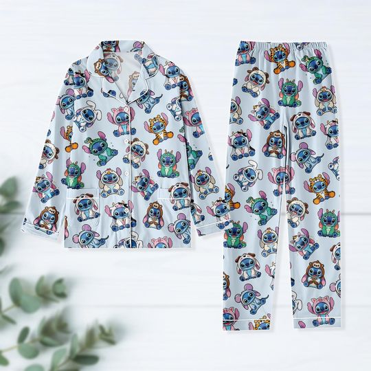 Discover Stitchh Long Thick Pajama Set, Stitchh Loungewear, Cute Cartoon PJs, Lilo and Stitchh Cosplay Pajamas, Disneyyy Matching Pajamas