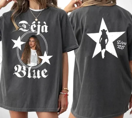 Discover Blue Cowboy Carter Inspired T-Shirt, Blue Shirt, Beyonce Houston T-Shirt