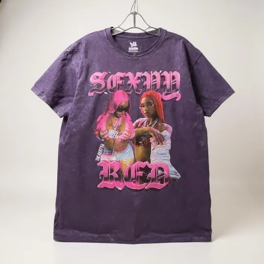 Discover Sexyy Red T Shirt Women M Purple Graphic Money Crewneck Cotton