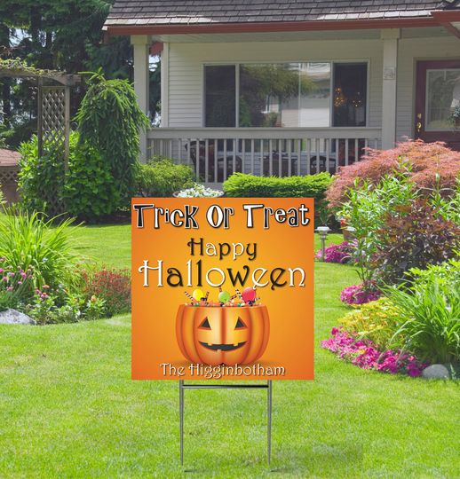Discover Halloween Yard Sign Trick or Treat, Customizable Wording