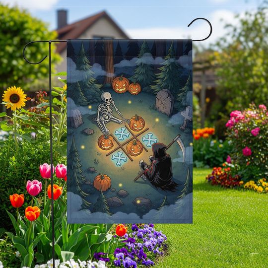 Discover Halloween Garden Flag Grim Reaper & Skeleton with Pumpkins