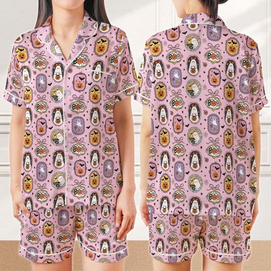 Discover Cute Boo Ghost Halloween Satin Pajamas, Retro Coquette Pink Halloween Pajamas, Girly Spooky  Halloween Sleepwear, Halloween Gift