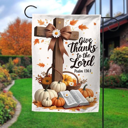 Discover Happy Give Thanks Garden Flag, Halloween and Fall Yard Decor