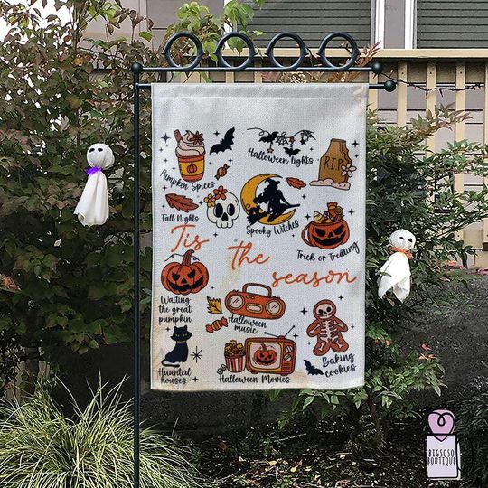 Discover Halloween Garden Flag, Haunted House Halloween Decor, Funny Halloween Flag, Tis the Season Flag