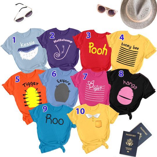 Discover Pooh Character And Friends Matching Family Shirt, Disneyyy Halloween