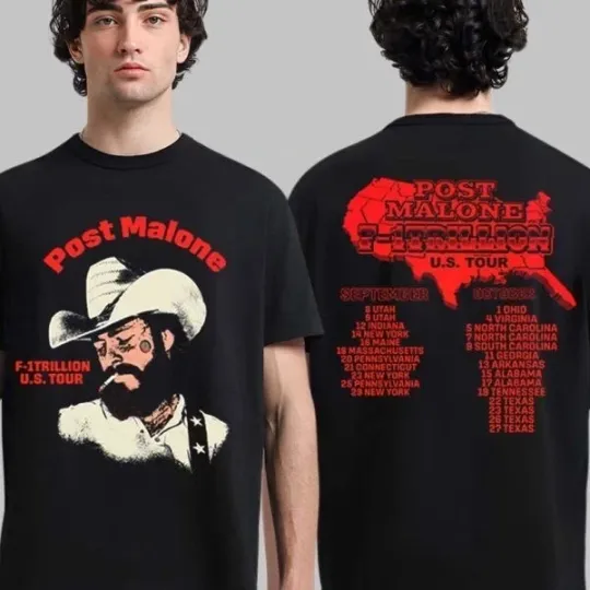 Discover New!!! Post Malone F-1 Trillion US Tour 2025 Tour Dates Two Sides Unisex T-Shirt