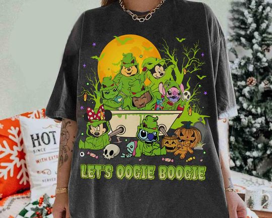 Discover Mickeyy Minniee Stitchh Angel Let's Oogiee Boogiee Halloween Shirt