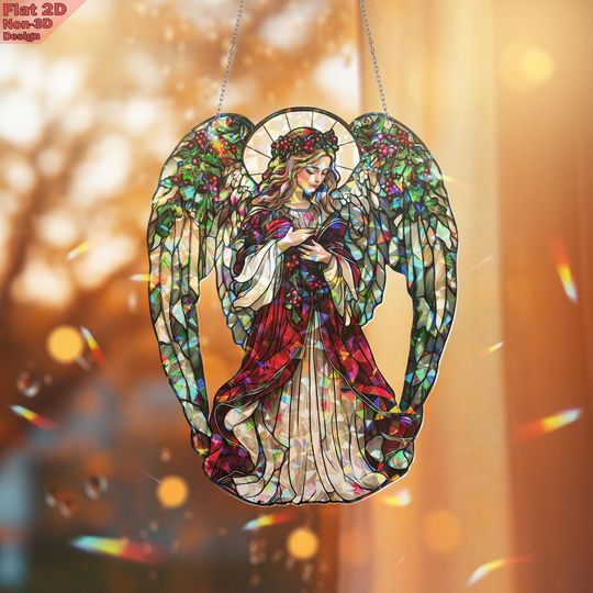 Discover 2D Flat Angel Ornament, Fantasy Broken Glass Hologram Window Hanging