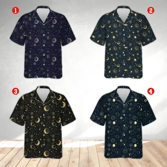 Discover Sun And Moon Hawaiian Shirt, Aesthetic Hawaiian Beach Shirt - Adults & Youth