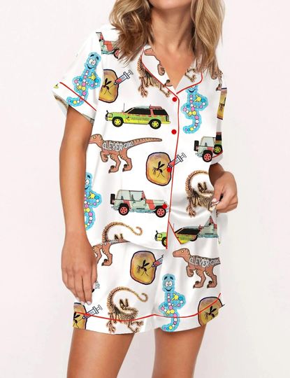 Discover Jurassic Dinosaurs World Silky Satin Pajama Set For Women