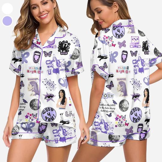 Discover Olivia Rodrigo Tour Satin Pajamas Set, Olivia Rodrigo Shirt, Cute Olivia Rodrigo Pajamas