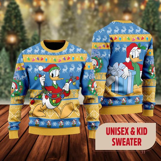 Discover Donald Duckk Ugly Christmas Sweater, Mickeyy mouse Movie Xmas Sweatshirt, Donald Duckk Character Christmas Gift For Men Women Kid