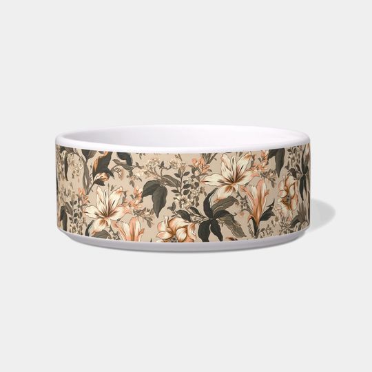 Discover Vintage Floral Pattern Ceramic Pet Bowl