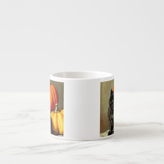 Discover Vintage Halloween Black Cat and Pumpkins Espresso Cup