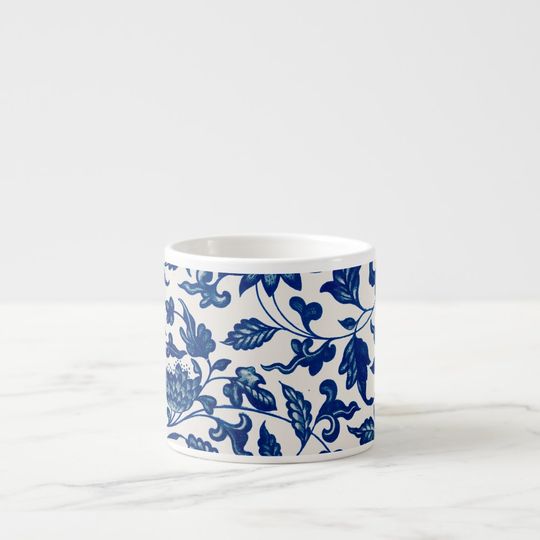 Discover Blue Floral Porcelain-Inspired Espresso Mug 