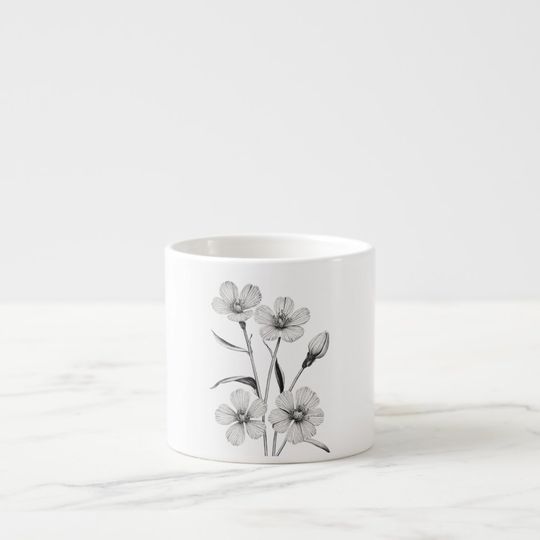 Discover Floral Outline Art Specialty Espresso Mugs