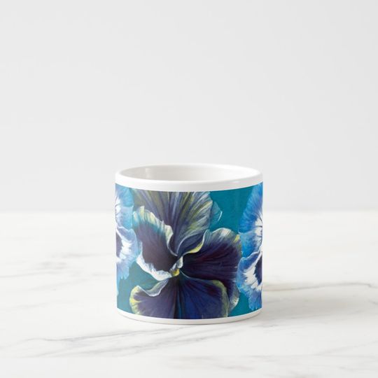 Discover Pansies art blue espresso mug