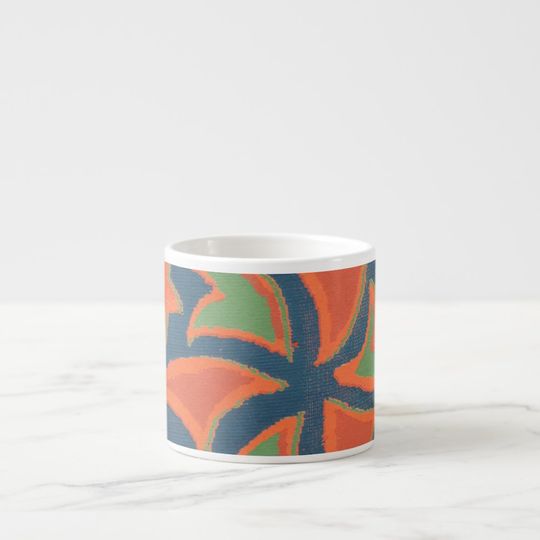Discover Ethnic Pattern Espresso Mug, Orange, Dark Blue Espresso Cup