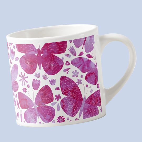 Discover Butterfly Watercolor Pink Espresso Cup