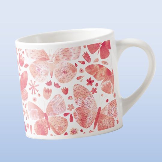 Discover Butterflies Watercolor Coral Pink Keepsake Espresso Cup