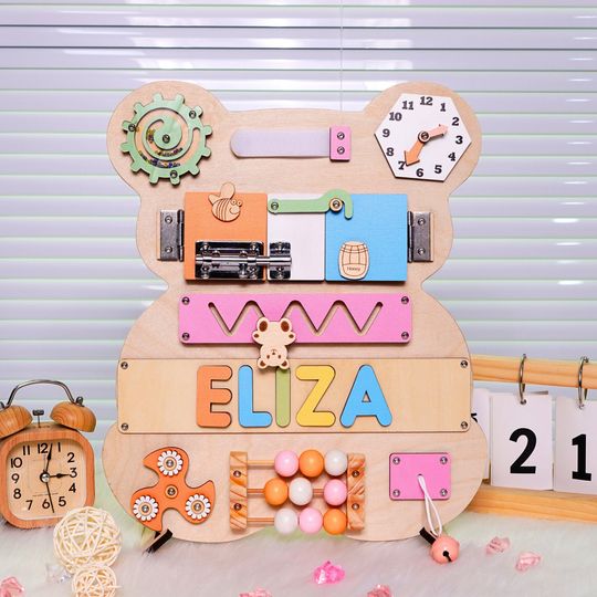 Discover Custom Bear Busy Board Baby Bear Gift For Kids Baby Shower Gift 1st Birthday Development