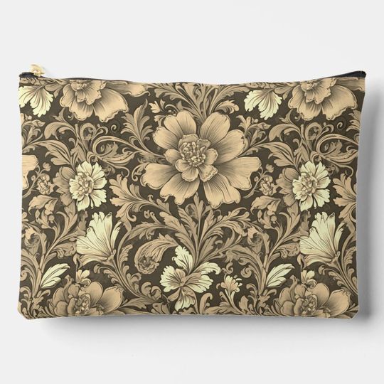 Discover Awesome Vintage Sepia Floral Pattern  Accessory Pouch