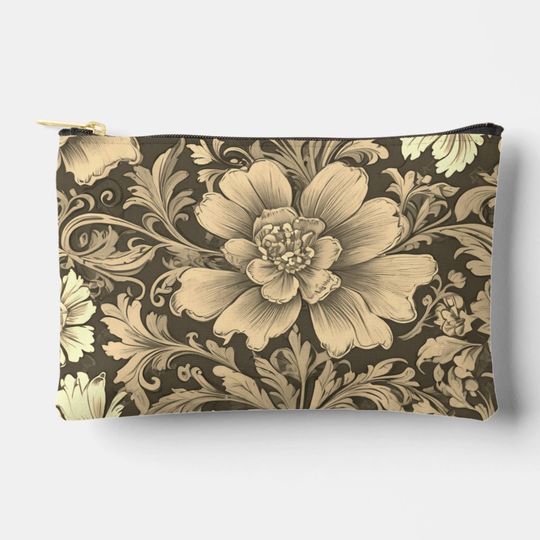 Discover Awesome Vintage Sepia Floral Pattern  Accessory Pouch