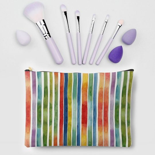 Discover Artsy Trendy Rainbow Colorful Stripe Pattern Accessory Pouch