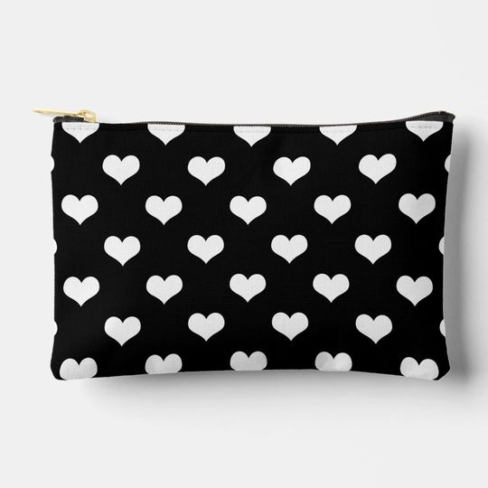 Discover Black White Love Heart Pattern Design  Accessory Pouch