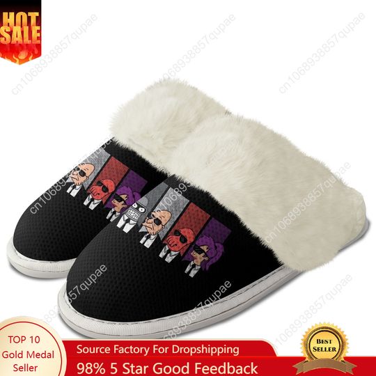 Discover F-Futuramas Plush Slippers Anime Men Women Teenager Cotton Shoes Home Bedroom Keep Warm Slipper Thermal Lightweight Custom Shoes