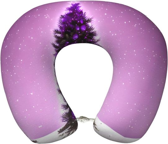 Discover Christmas Purple Tree U-Shaped Travel Neck Pillows