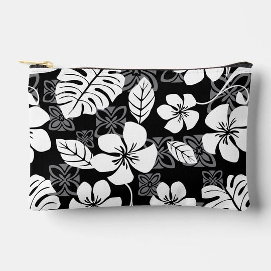 Discover ALOHA FRIDAY PATTERN IN BLACK ACCESSORY POUCH