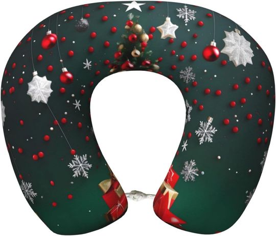 Discover Round Ball Christmas Tree U-Shaped Travel Neck Pillows