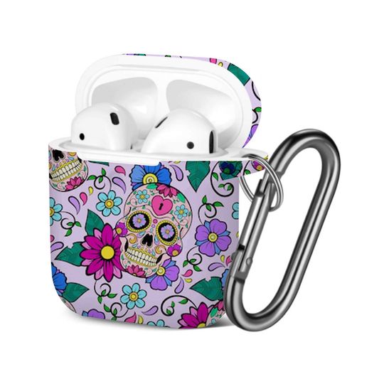 Discover Festive Sugar Skulls Heart AOP Airpods Case Cover