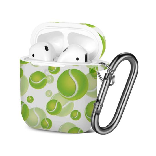 Discover AirPods Case ( 1st / 2nd Gen ), Tennis Balls Print Pattern, TPU Protection Cover with Keychain.