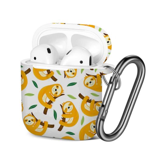 Discover AirPods Case ( 1st / 2nd Gen ), Cute Happy Sloth On Print Pattern, TPU Protection Cover with Keychain.