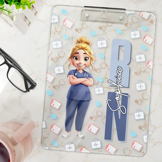 Discover Job Title 3D Effect Nurse - Personalized Acrylic Clipboard