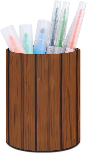 Discover Brown Wood Pattern Pencil Holder Large Capacity Pen Cup Stand Pen Container Pencil Cup
