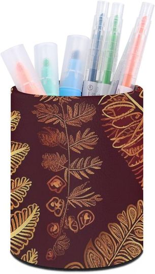 Discover Maroon Gold Pattern Pencil Holder Large Capacity Pen Cup Stand Pen Container