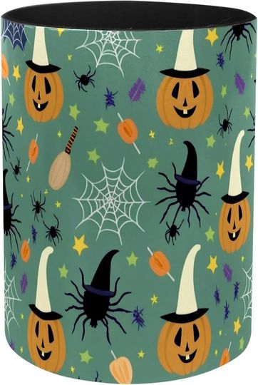 Discover Halloween Patterns Iron Sheet Leather pen holder for Desk Organizer