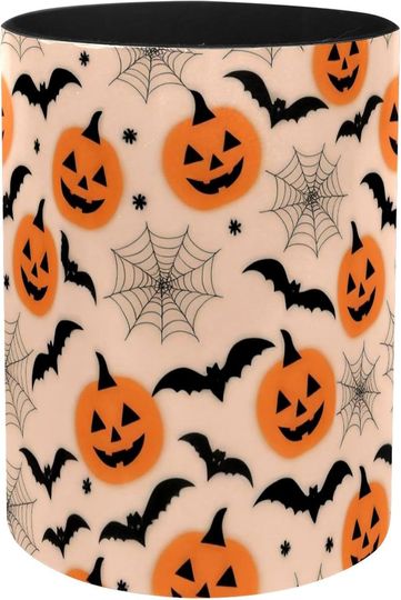 Discover Halloween Patterns Iron Sheet Leather pen holder for Desk Organizer Stationery Holder for Office, School