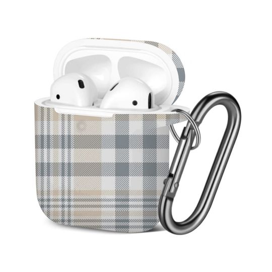 Discover Plaid Tan Beige AOP Airpods Case Cover