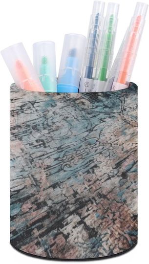 Discover Gray And Black Pattern Pu Pen Holder Waterproof Makeup Brush Holder Multifunctional Office Stationery Holder For Desk Organizer